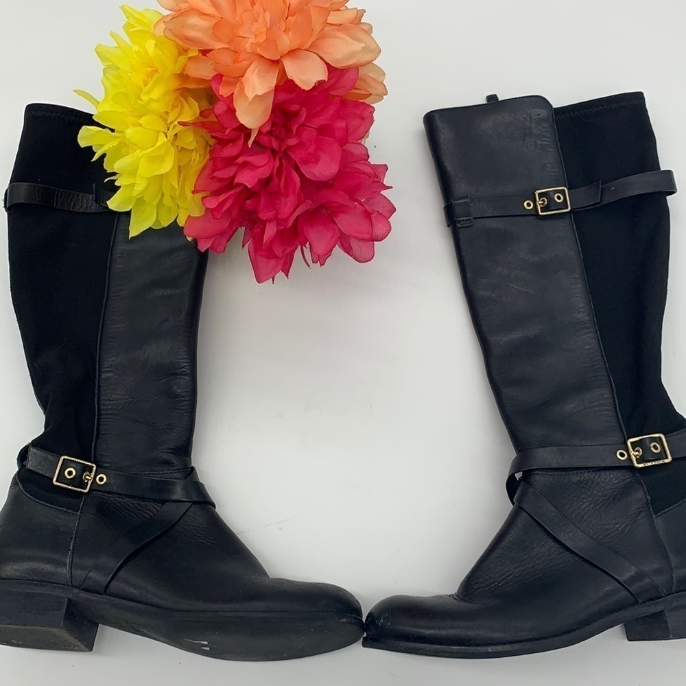 Cole Haan Black stretchy leather boots - Sz 6. CH0137
